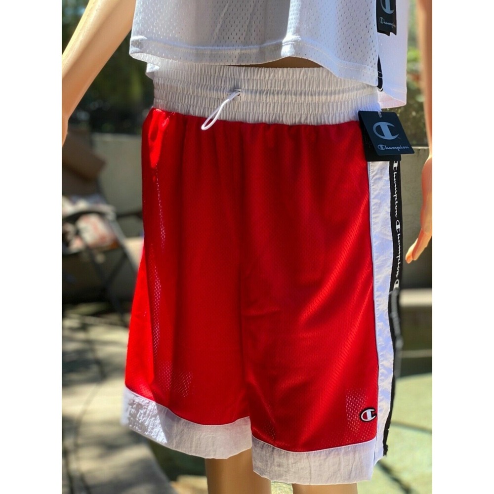 Champion LIFE Women's Large Red Mesh Basketball Shorts with Logo Taping